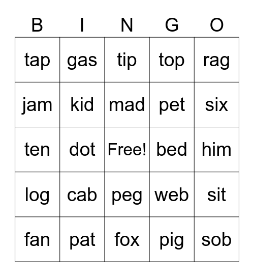 Fishing Bingo Card