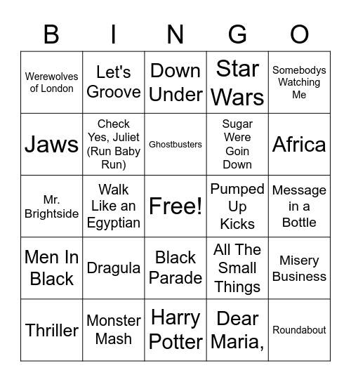 Music B I N G O Bingo Card