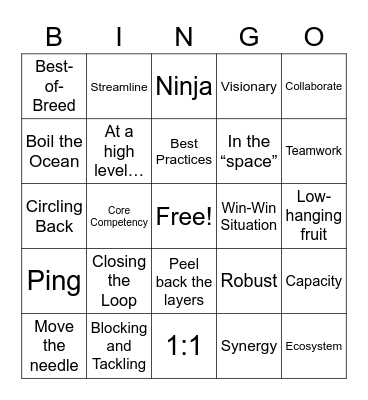 Corporate Cliché Bingo Card