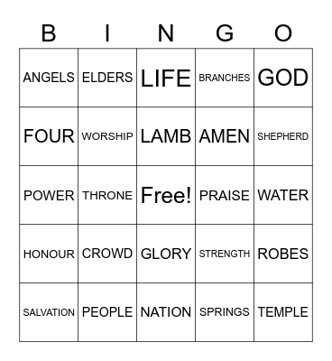 Revelation Bingo Card