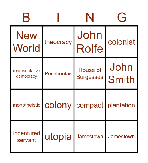 Vocab and Flocab Bingo Card