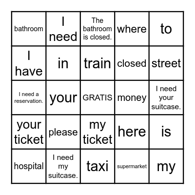 Duolingo TRAVEL Bingo Card Bingo Card