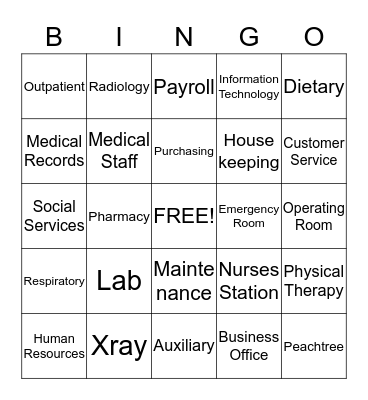 National Hospital Week  Bingo Card