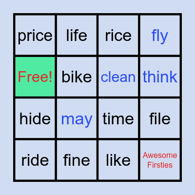 Week 11: i_e Spelling Words & Sight Words Bingo Card