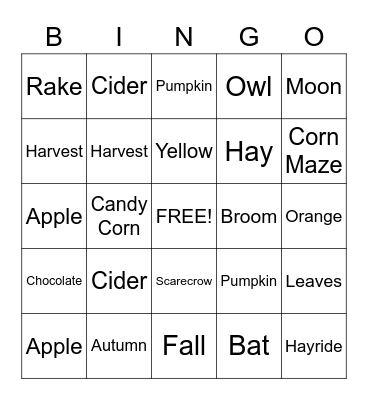 Autumn Kew Bingo Card