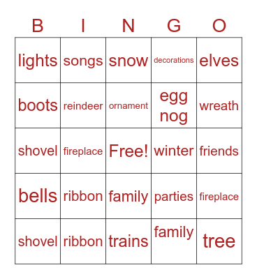 TT HOLIDAY BINGO Card