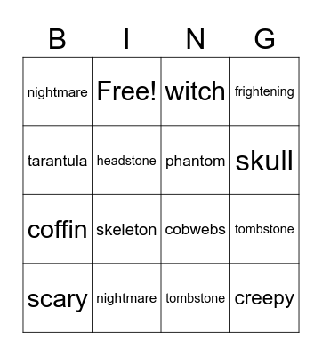 Halloween Bingo Card