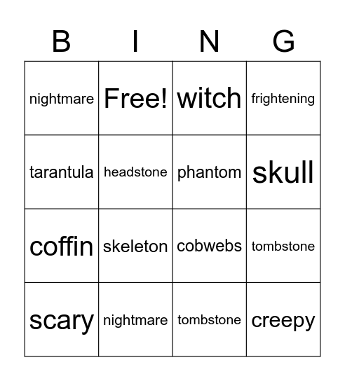 Halloween Bingo Card