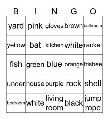 Antics1 Vocabulary Bingo Card