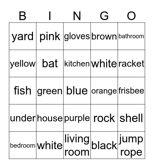 Antics1 Vocabulary Bingo Card