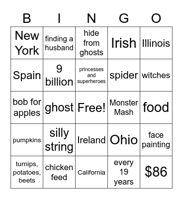 Halloween Bingo Card