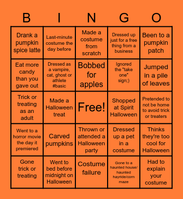 PhoenixTeam October Social Hour Bingo Card