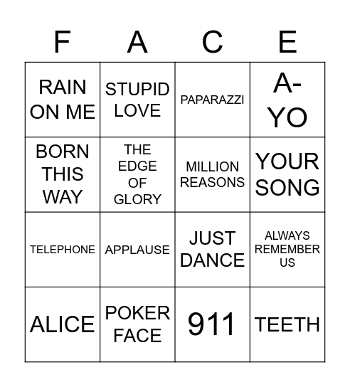 POKER Bingo Card