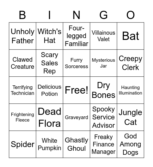 Halloween Bingo Card