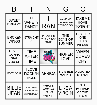 THE 80's Bingo Card