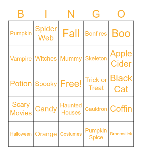 Halloween Bingo Card