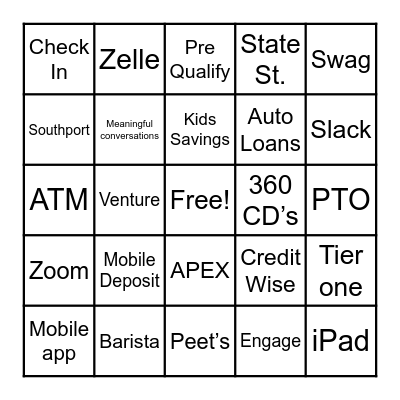 Capital One Bingo Card