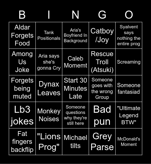 HQ Bingo Card