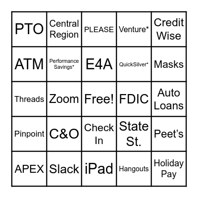 Capital One Bingo Card