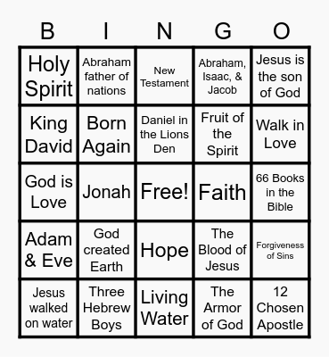 BIBLE BINGO Card