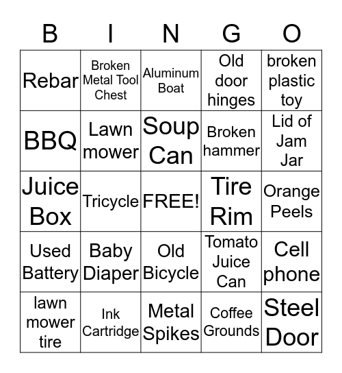 Metals Program Bingo Card