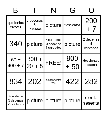 Numeros en diferentes formas Bingo Card