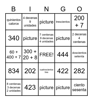 Numeros en diferentes formas Bingo Card