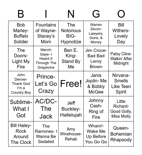 Total-Quiz.com presents Radio Bingo: Rock In Peace Bingo Card