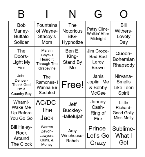 Total-Quiz.com presents Radio Bingo: Rock In Peace Bingo Card