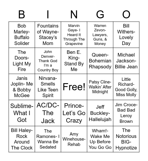 Total-Quiz.com presents Radio Bingo: Rock In Peace Bingo Card