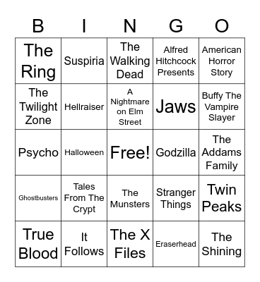 Total-Quiz.com presents Radio Bingo: Spooky Movie and TV Themes Bingo Card