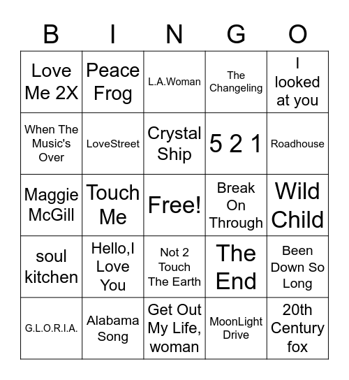 Jimmi Lang's Almost Bingo Card
