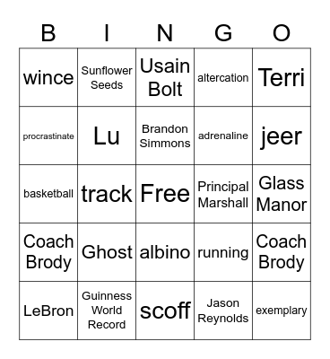 GHOST Bingo Card