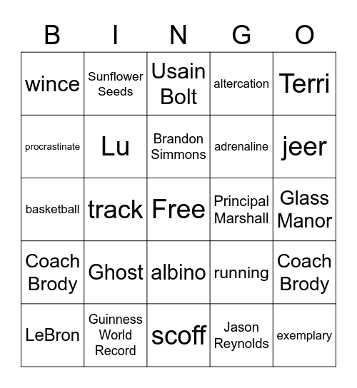 GHOST Bingo Card