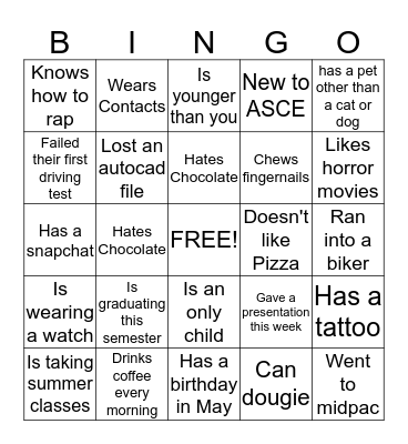 Find Someone Who.. Bingo Card