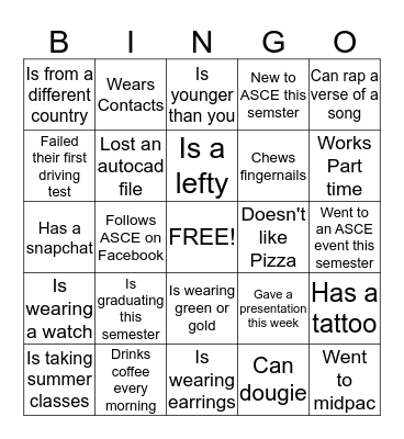 Find Someone Who.. Bingo Card