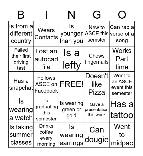 Find Someone Who.. Bingo Card