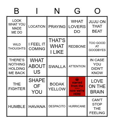 HOT SONGS FOR OUR HOT START Bingo Card