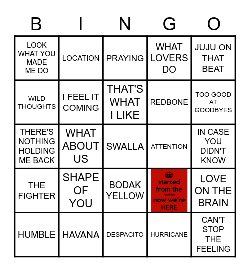 HOT SONGS FOR OUR HOT START Bingo Card