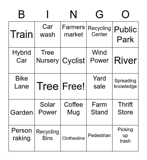 Climate Change Bingo Card