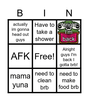 Yunamishi bingo card Bingo Card