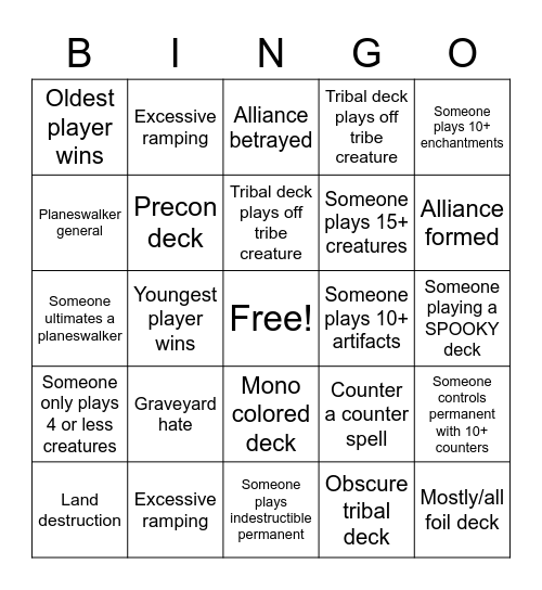 Halloween Commander Bingo! Bingo Card