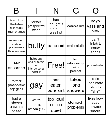 my red flags Bingo Card