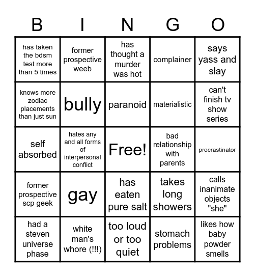 my red flags Bingo Card