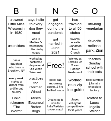 IRP STAFF BINGO Card