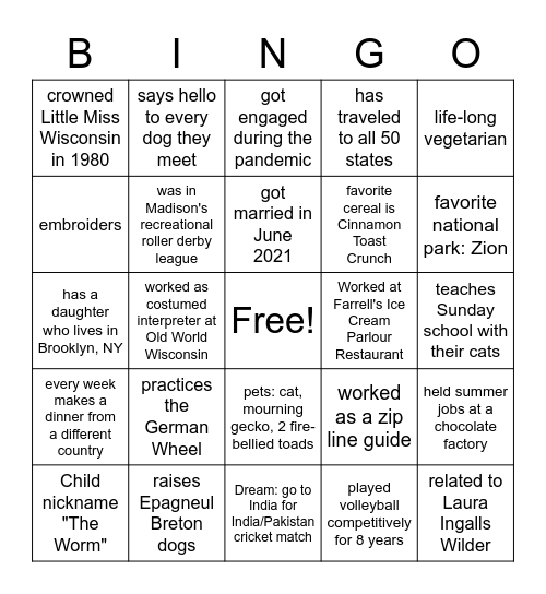 IRP STAFF BINGO Card