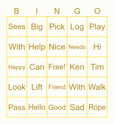 Two Friends Bingo Card