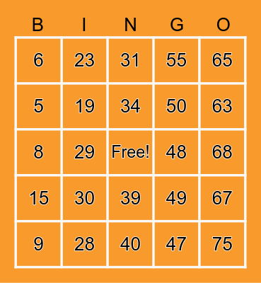 Halloween Bingo Card