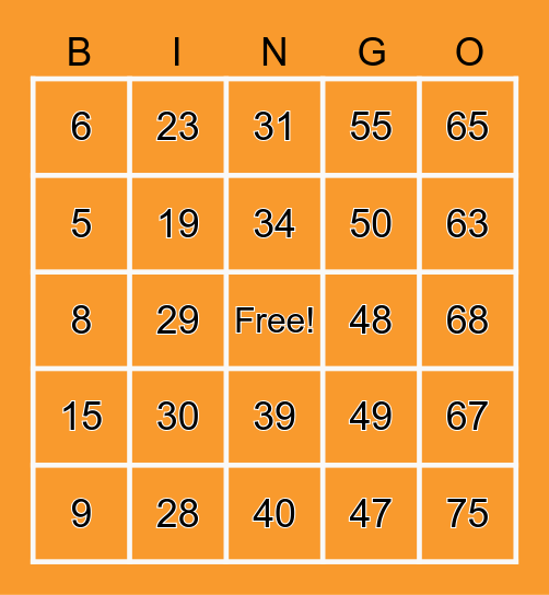 Halloween Bingo Card