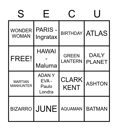 BINGO MUSICAL Bingo Card